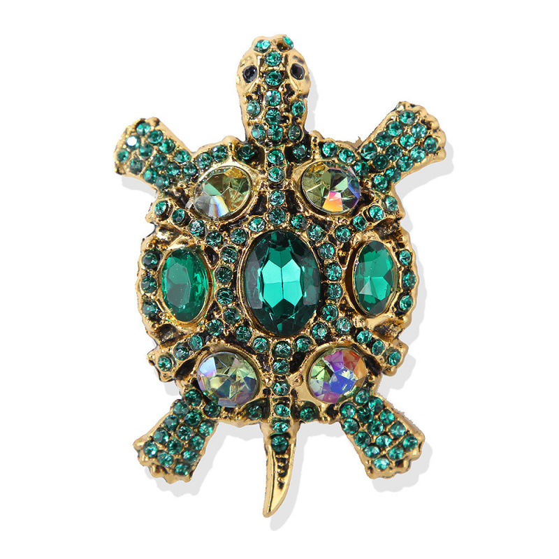 Brosa s Kornjačom s dijamantima – legura, INS stil, oblik životinje, otisak, multifunkcionalno, unisex