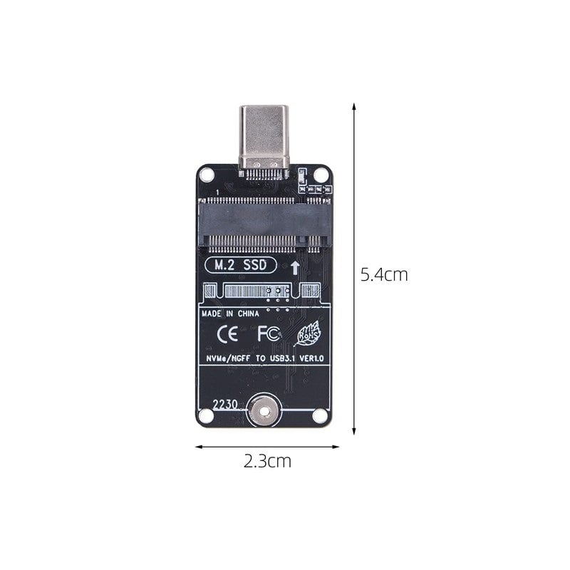 M.2 NVMe NGFF към Type-C SSD корпус, съвместим с размери 2230/2242, 10Gbps USB-C, директно вмъкване