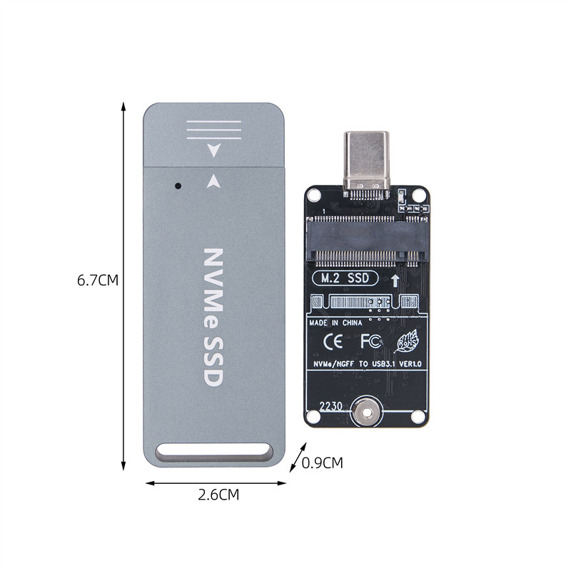 M.2 NVMe NGFF към Type-C SSD корпус, съвместим с размери 2230/2242, 10Gbps USB-C, директно вмъкване