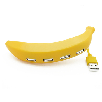 USB 2.0 4-portový banánový hub, 480 Mbps, kábel dĺžky 15 cm, bez externého napájania, model CQSD-006