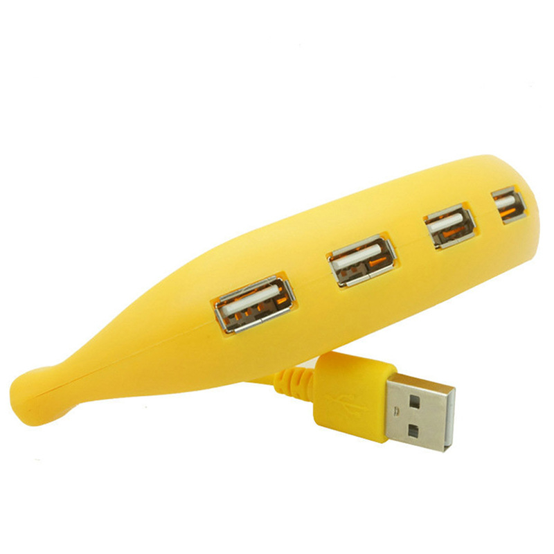 USB 2.0 4-portový banánový hub, 480 Mbps, kábel dĺžky 15 cm, bez externého napájania, model CQSD-006