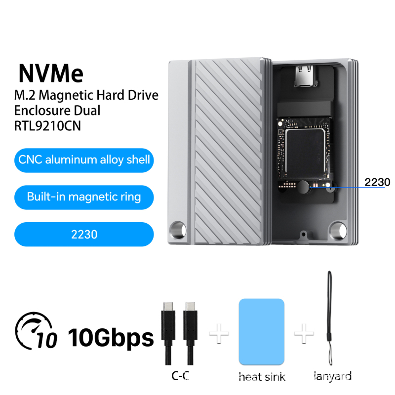M.2 NVMe vanjsko kućište SSD, Type-C, aluminijska legura, Hy257, brzina čitanja 10 Gbps