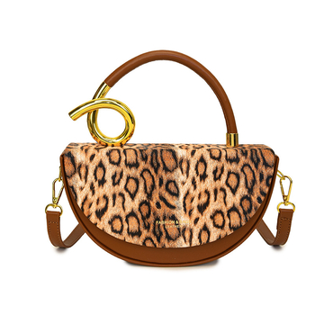 PU torbica tipa saddle s leopard uzorkom, ovalni oblik, otvaranje s poklopcem