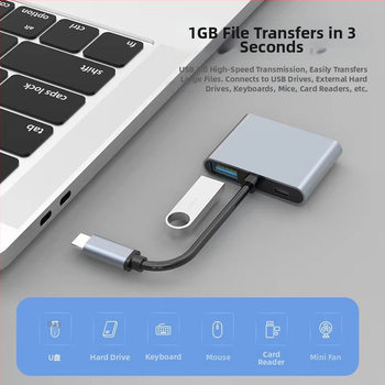 USB-C 4-v-1 dokovacia stanica: dvojité HDMI výstupy 4K, USB 3.1 5 Gbps, PD rýchle nabíjanie, 10 cm kábel