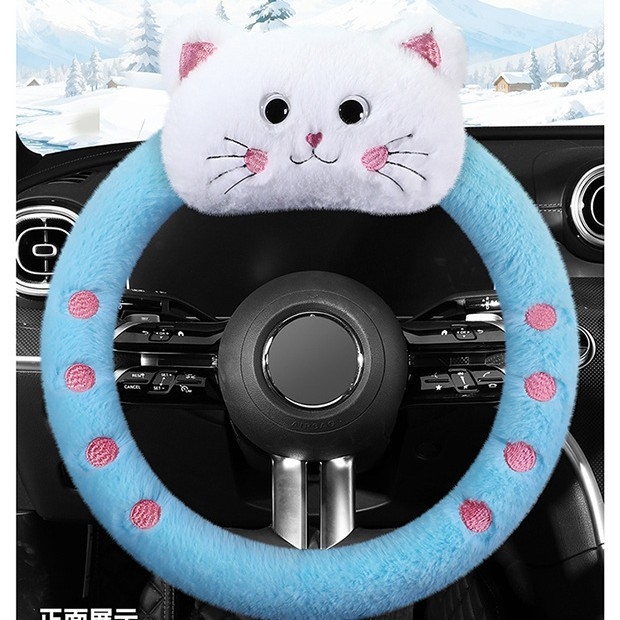 Λούτρινο διακοσμητικό για το τιμόνι – γάτα που κοιμάται στο χέρι, χαριτωμένο διακοσμητικό δώρο για κορίτσια (Παγκόσμια συμβατότητα; Διαθεσιμότητα εξατομίκευσης; Χωρίς εκτύπωση λογότυπου)