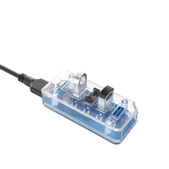 USB 3.0 Διανομέας με 4 Θύρες, Διαφανής Σχεδίαση, 5Gbps, Χωρίς Εξωτερική Τροφοδοσία