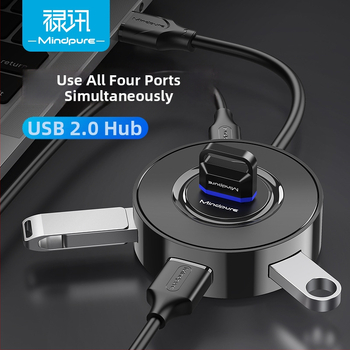 USB 2.0 hub, 4-port, bez externého napájania, USB rozšírovací dok, model US018, prenosová rýchlosť 300 MB/s