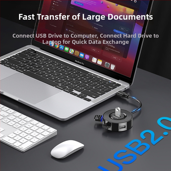 USB 2.0 hub, 4-port, bez externého napájania, USB rozšírovací dok, model US018, prenosová rýchlosť 300 MB/s