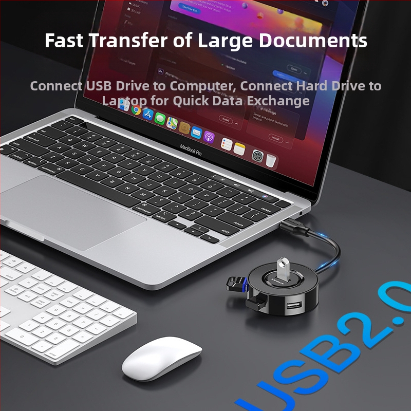 USB 2.0 hub, 4-port, bez externého napájania, USB rozšírovací dok, model US018, prenosová rýchlosť 300 MB/s