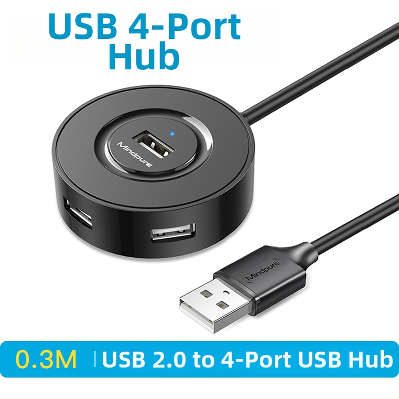 USB 2.0 hub, 4-port, bez externého napájania, USB rozšírovací dok, model US018, prenosová rýchlosť 300 MB/s