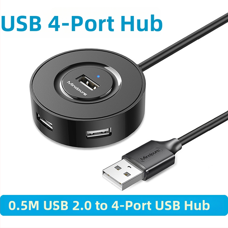 USB 2.0 hub, 4-port, bez externého napájania, USB rozšírovací dok, model US018, prenosová rýchlosť 300 MB/s
