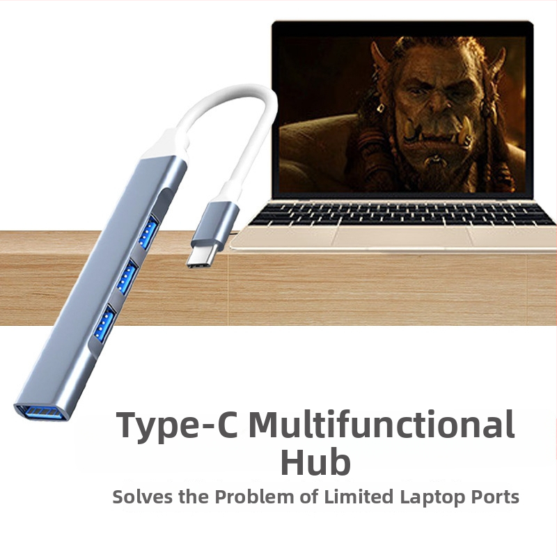 Type-C USB 3.0 4-portový docking pre notebook, kábel 0,2 m, bez externého napájania