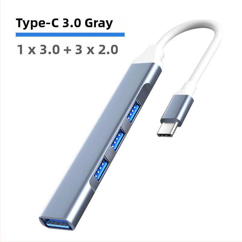 Type-C USB 3.0 4-portový docking pre notebook, kábel 0,2 m, bez externého napájania