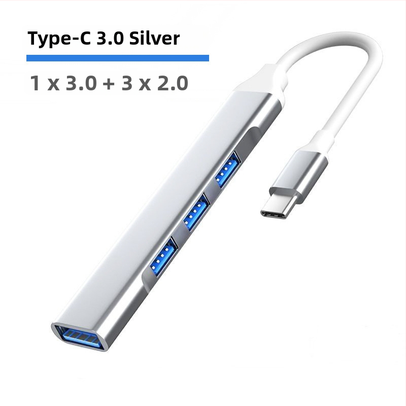 Type-C USB 3.0 4-portový docking pre notebook, kábel 0,2 m, bez externého napájania