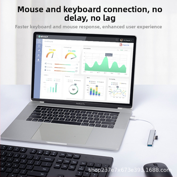 USB-C hub pre notebook s USB 3.0 predlžovačom, viacportový rozšírovací dok, hliníková konštrukcia, 10 cm kábel, 1–4 porty