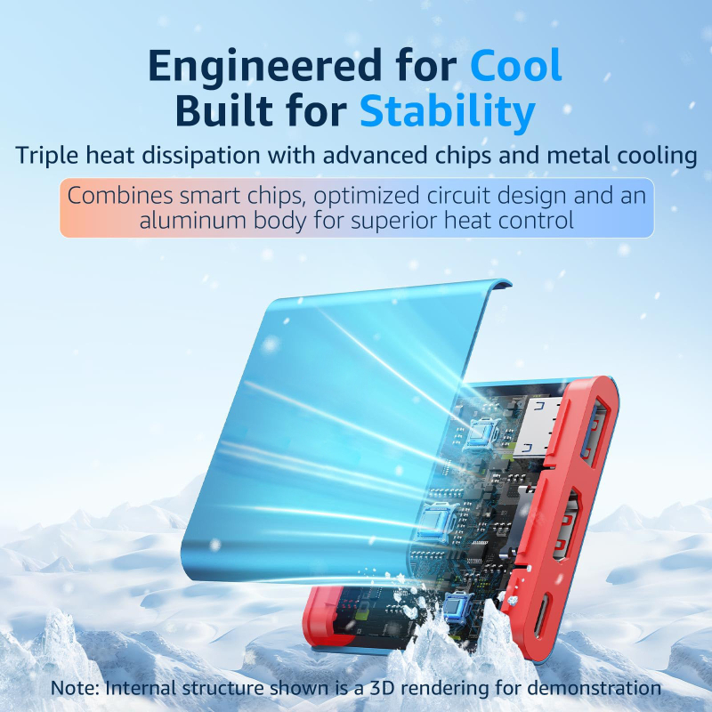 Stație docking Type-C 3-in-1 pentru HDTV/TV/proiector — ieșire 4K, cablu de 0,1 m, fără alimentare externă