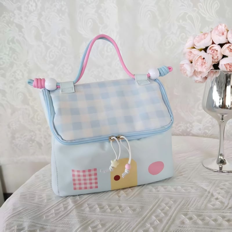 Τσαντάκι μακιγιάζ για γυναίκες, δερμάτινο, αδιάβροχο, με επεκτεινόμενη χωρητικότητα, επένδυση Oxford, στυλ παιδικού καρτούν