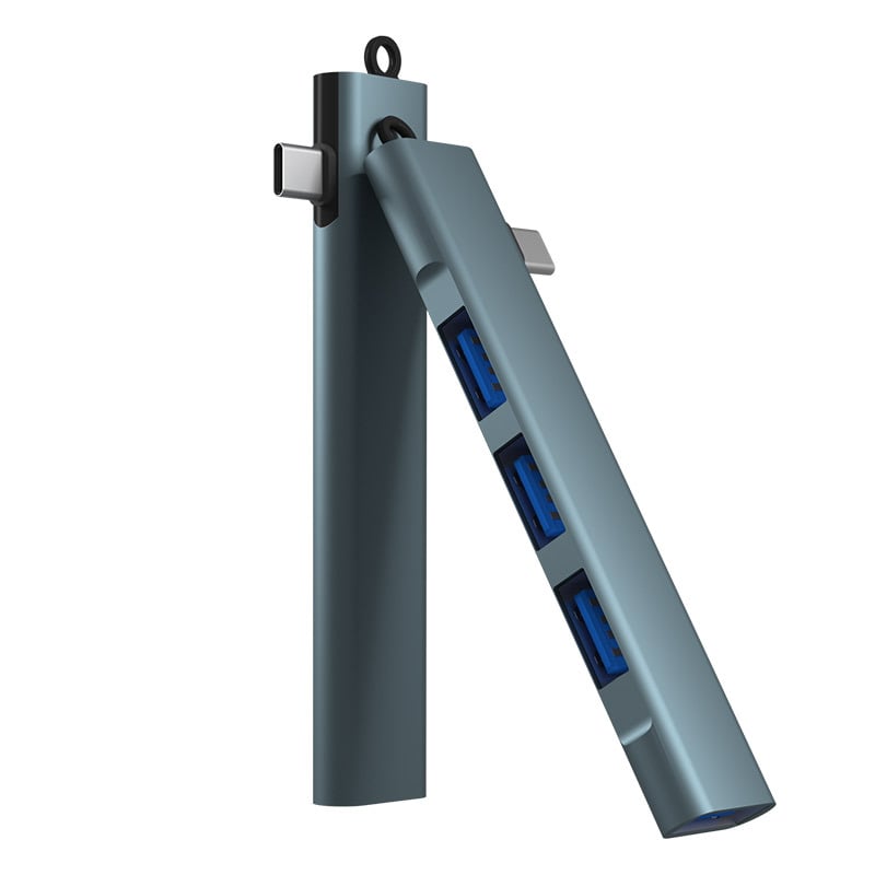 Stație docking USB 3.0 Type-C cu 4 porturi, pentru telefoane și calculatoare, 5 Gbps transfer, alimentare prin USB