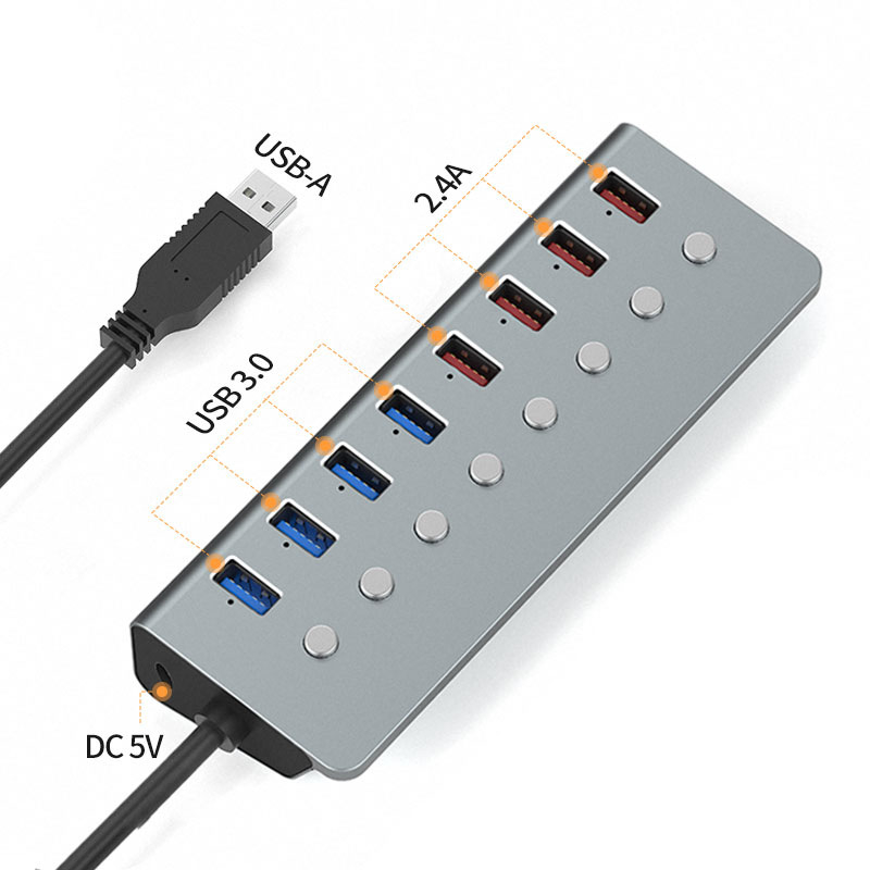 Βιομηχανικός σταθμός σύνδεσης USB 3.0 με 8 θύρες και ανεξάρτητους διακόπτες (εξωτερική τροφοδοσία) - Μοντέλο T292