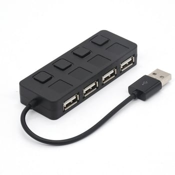 4-θύρες USB 2.0 hub με ανεξάρτητους διακόπτες θύρας, καλώδιο 15 cm, τροφοδοσία μέσω USB