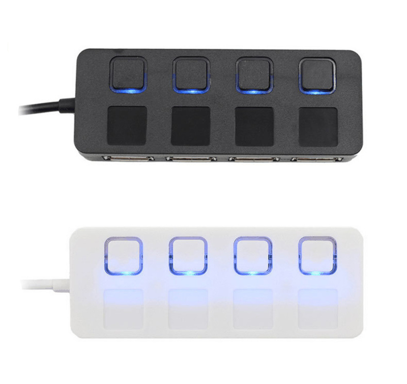 4-θύρες USB 2.0 hub με ανεξάρτητους διακόπτες θύρας, καλώδιο 15 cm, τροφοδοσία μέσω USB