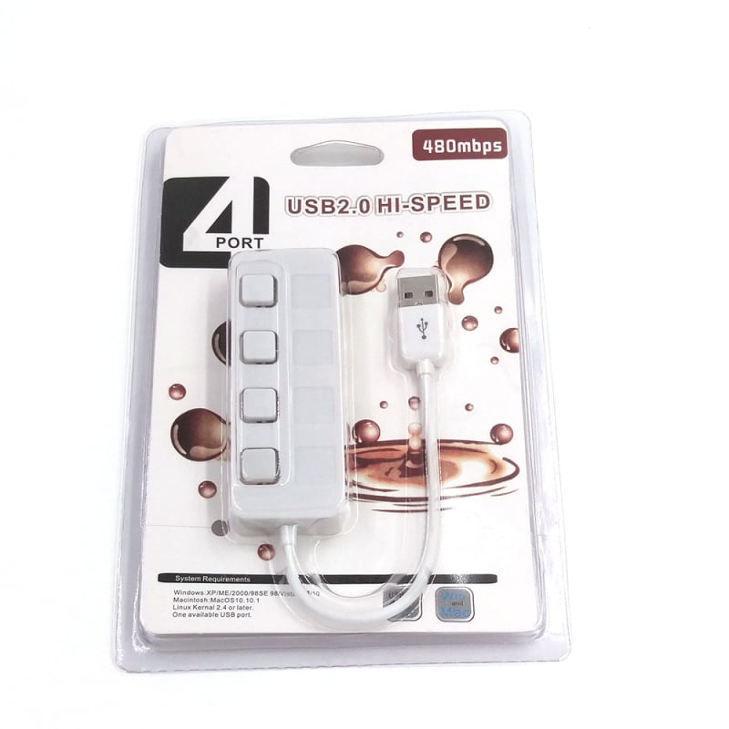 4-θύρες USB 2.0 hub με ανεξάρτητους διακόπτες θύρας, καλώδιο 15 cm, τροφοδοσία μέσω USB