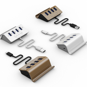 Type-C hub με 4 θύρες USB 2.0 και βάση για κινητό (Μοντέλο H-506, 480 Mbps)