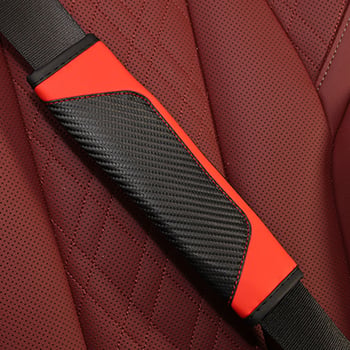 Jastučnica za ramenski dio sigurnosnog pojasa automobila s izgledom karbonskih vlakana, Napapi materijal, 50 g, otisnuti logotip — Ding Ding Niu