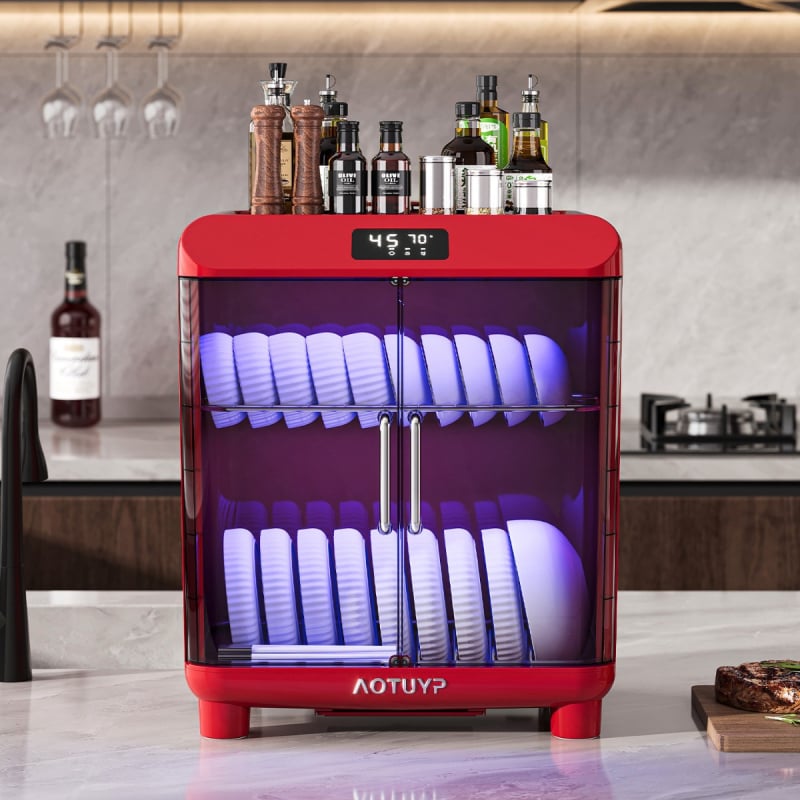 Laualine PP-materjalist nõudekuivati UV-desinfitseerimisega, sobib kaussidele ja taldrikutele, Euroopa stiilis