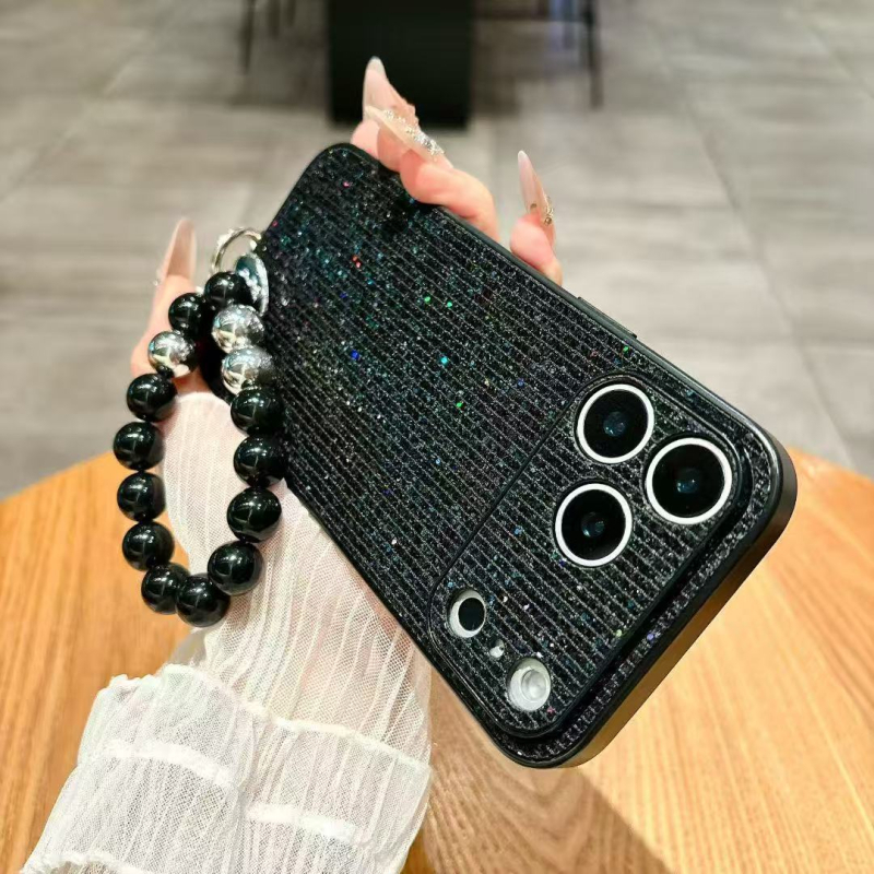 Carcasă de protecție din silicon, cu accente electroplate, anti-cadere, cu brățară, compatibilă cu iPhone 11 Pro/11 Pro Max, 12 Pro/Max, 13 Pro/Max, 14 Pro/Max