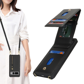 Husa-portofel crossbody pentru Google Pixel 8 Pro, cu suport pentru carduri; compatibilă cu Pixel 7A/6a. Stil: tip card, inspirat din japonez/koreean, original, minimalist; material: piele artificială; croitorie: lucrat manual; personalizare: suport; funcț