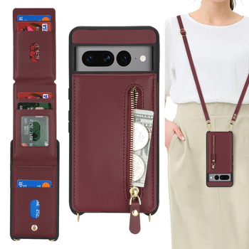 Husa-portofel crossbody pentru Google Pixel 8 Pro, cu suport pentru carduri; compatibilă cu Pixel 7A/6a. Stil: tip card, inspirat din japonez/koreean, original, minimalist; material: piele artificială; croitorie: lucrat manual; personalizare: suport; funcț