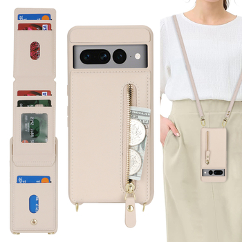 Husa-portofel crossbody pentru Google Pixel 8 Pro, cu suport pentru carduri; compatibilă cu Pixel 7A/6a. Stil: tip card, inspirat din japonez/koreean, original, minimalist; material: piele artificială; croitorie: lucrat manual; personalizare: suport; funcț