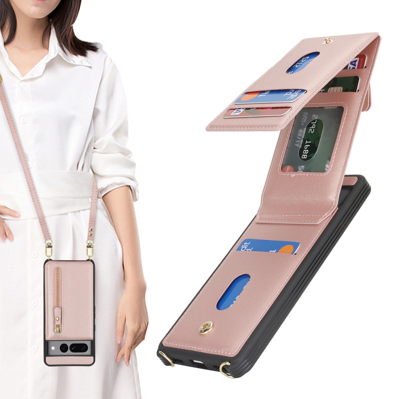 Husa-portofel crossbody pentru Google Pixel 8 Pro, cu suport pentru carduri; compatibilă cu Pixel 7A/6a. Stil: tip card, inspirat din japonez/koreean, original, minimalist; material: piele artificială; croitorie: lucrat manual; personalizare: suport; funcț