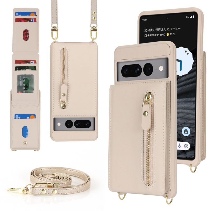 Husa-portofel crossbody pentru Google Pixel 8 Pro, cu suport pentru carduri; compatibilă cu Pixel 7A/6a. Stil: tip card, inspirat din japonez/koreean, original, minimalist; material: piele artificială; croitorie: lucrat manual; personalizare: suport; funcț