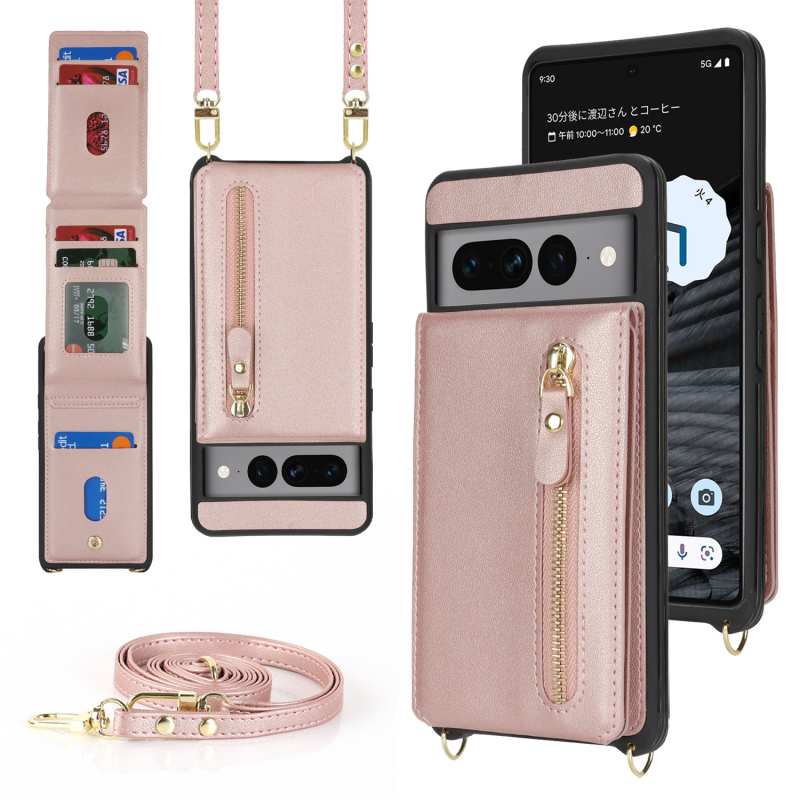 Husa-portofel crossbody pentru Google Pixel 8 Pro, cu suport pentru carduri; compatibilă cu Pixel 7A/6a. Stil: tip card, inspirat din japonez/koreean, original, minimalist; material: piele artificială; croitorie: lucrat manual; personalizare: suport; funcț