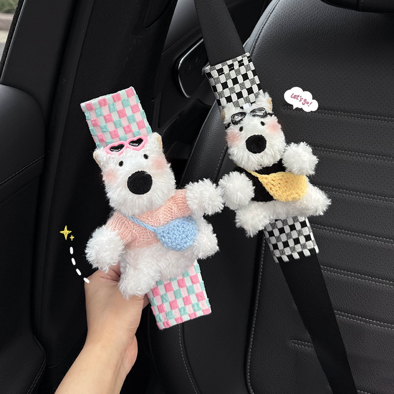 Husă pentru curea de siguranță a mașinii, design West Highland, pereche, marcă Shuai Hao, model Fsgzhjtxgd, fără personalizare