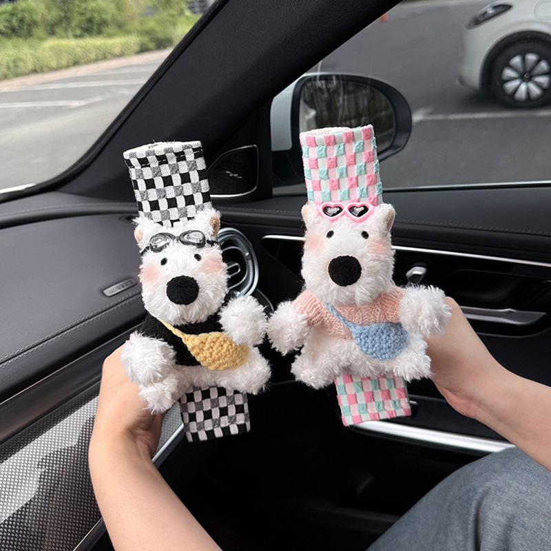 Husă pentru curea de siguranță a mașinii, design West Highland, pereche, marcă Shuai Hao, model Fsgzhjtxgd, fără personalizare