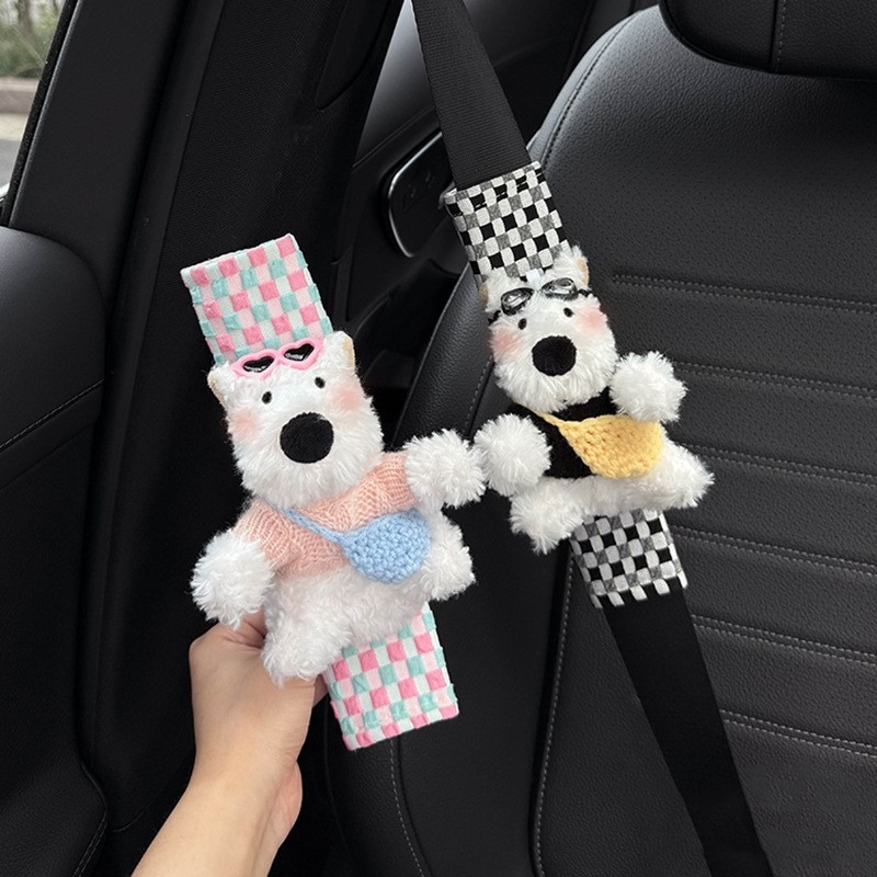 Husă pentru curea de siguranță a mașinii, design West Highland, pereche, marcă Shuai Hao, model Fsgzhjtxgd, fără personalizare