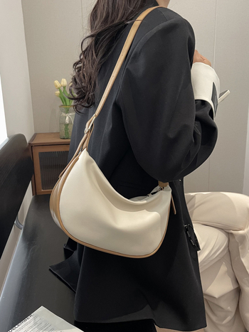 PU dumpling torba, crossbody s jednim remenom, zatvarač, poliester podstava, ulični stil