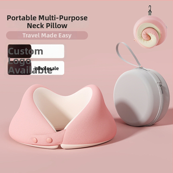 Pernă de gât din memory foam, în formă de U, pentru călătorii (Material Ice Silk, recuperare lentă, design modern)