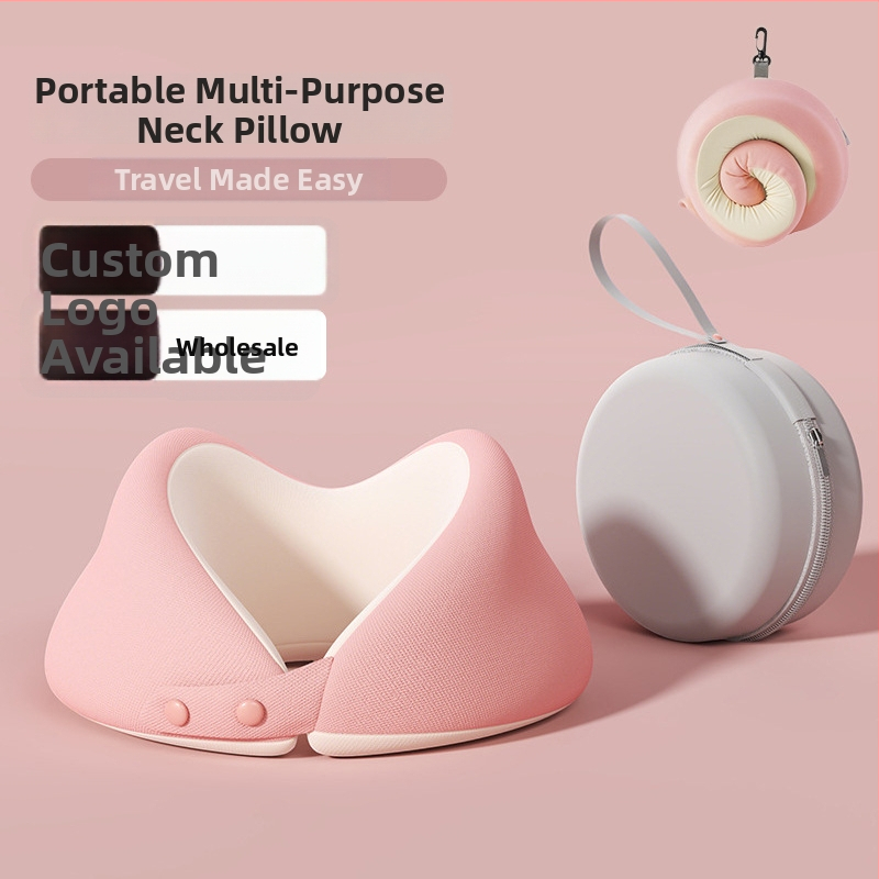 Pernă de gât din memory foam, în formă de U, pentru călătorii (Material Ice Silk, recuperare lentă, design modern)