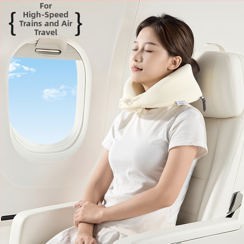 Pernă de gât din memory foam, în formă de U, pentru călătorii (Material Ice Silk, recuperare lentă, design modern)