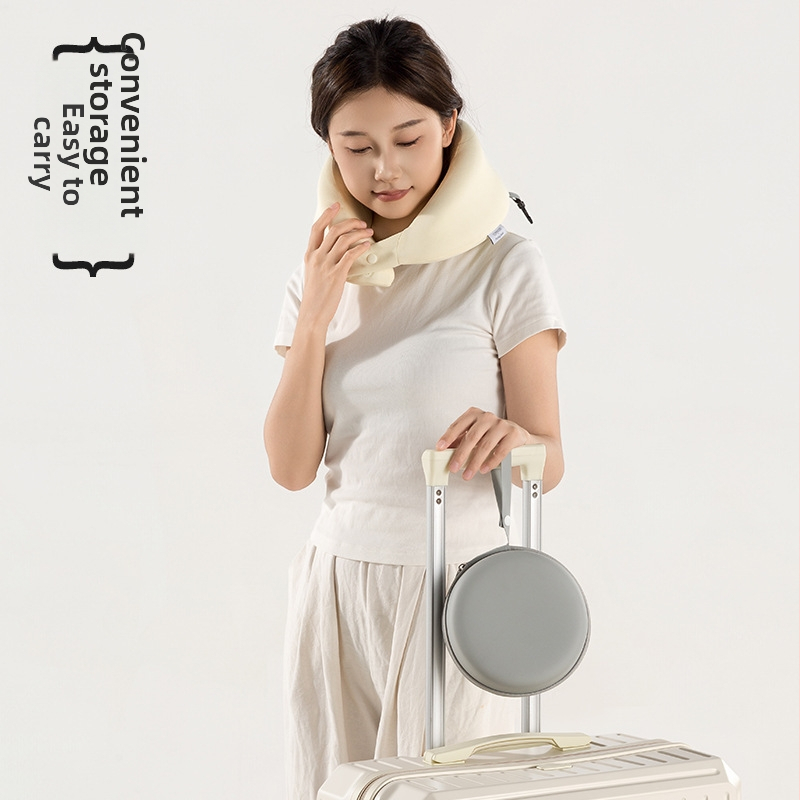 Pernă de gât din memory foam, în formă de U, pentru călătorii (Material Ice Silk, recuperare lentă, design modern)