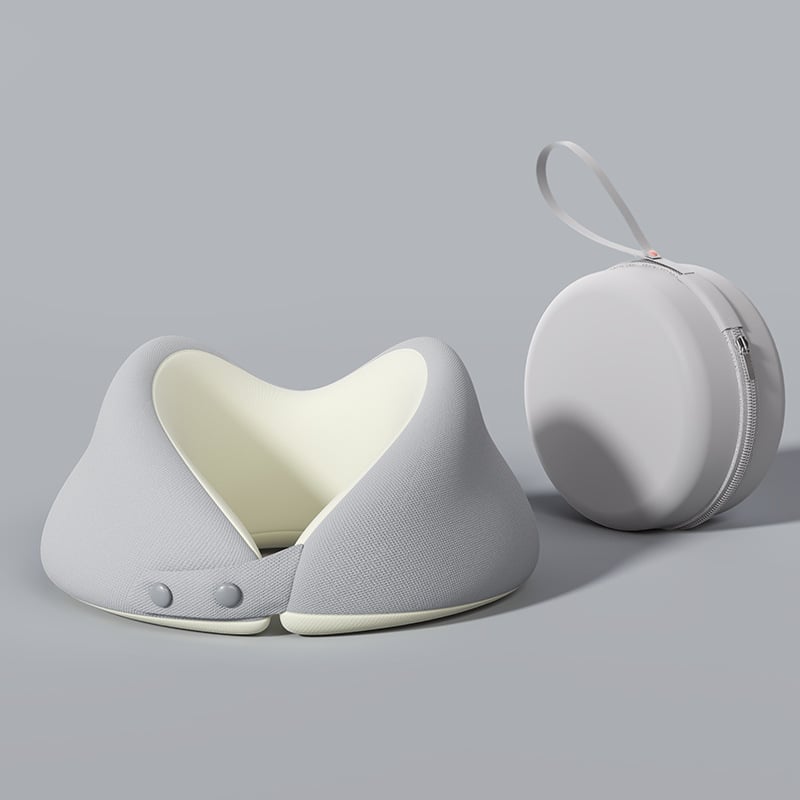 Pernă de gât din memory foam, în formă de U, pentru călătorii (Material Ice Silk, recuperare lentă, design modern)