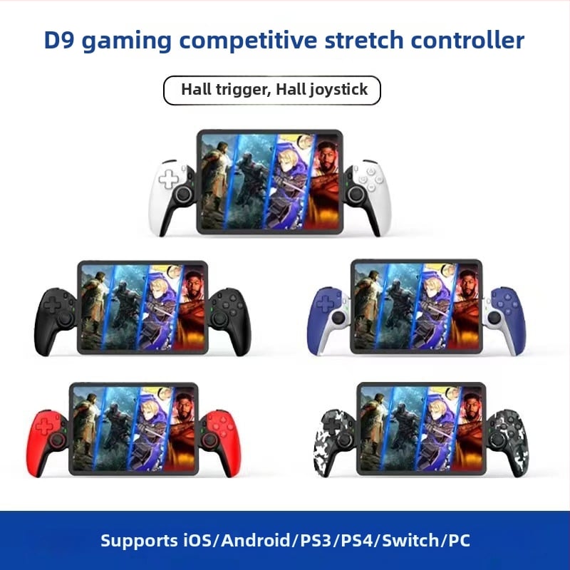 Controler de joc D9 fără fir cu Hall Trigger și Hall Rocker, Interfață Type-C, 2 taste spate, Bluetooth, pentru iOS/Android/PS3/PS4/Switch/PC