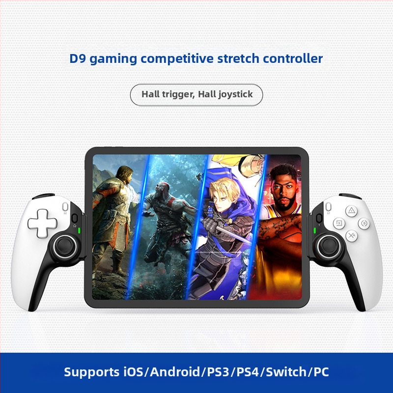 Controler de joc D9 fără fir cu Hall Trigger și Hall Rocker, Interfață Type-C, 2 taste spate, Bluetooth, pentru iOS/Android/PS3/PS4/Switch/PC