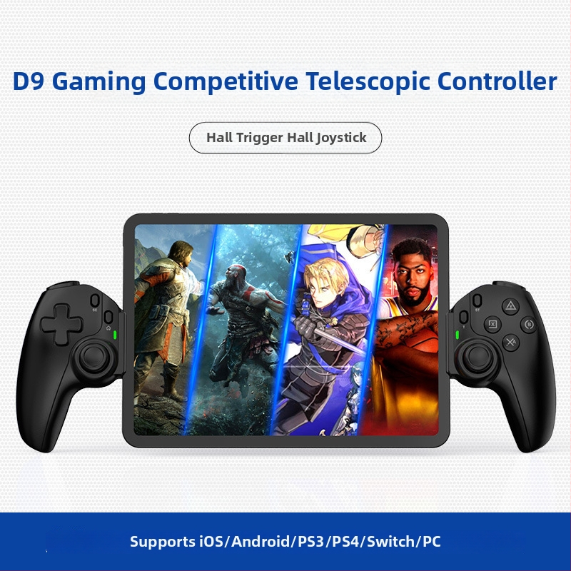 Controler de joc D9 fără fir cu Hall Trigger și Hall Rocker, Interfață Type-C, 2 taste spate, Bluetooth, pentru iOS/Android/PS3/PS4/Switch/PC