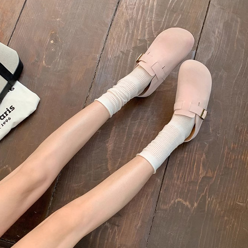 Kasdieniai moterų odiniai loaferiai su 5 cm aukštinančia stora padu, apvaliu nosimi, gumos padas