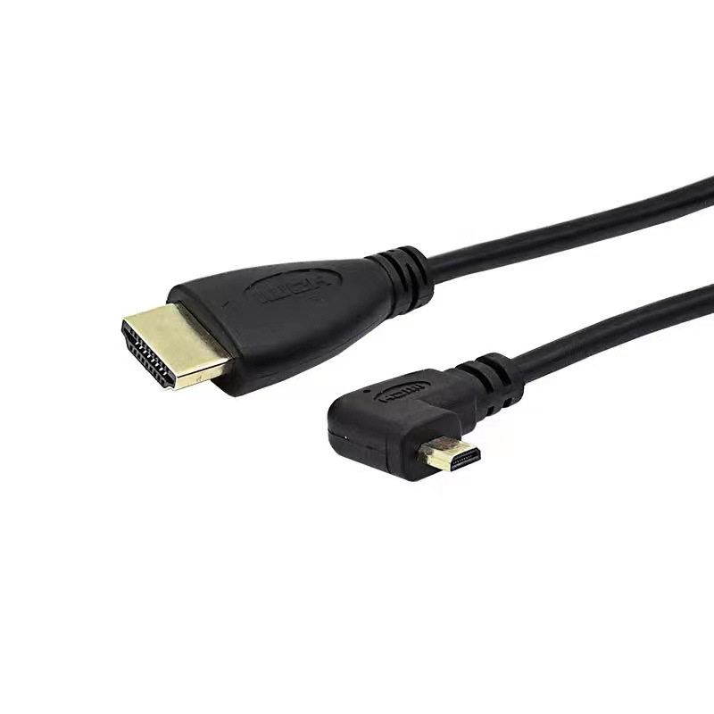 HDMI Micro na Micro kabel s 90° zavojem, duljina 1,5 m, zlatno premazan, bakar bez oksidacije, adapter
